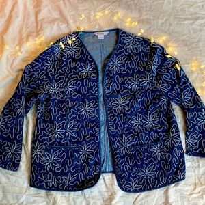 Vintage White Embroidered Denim Jacket